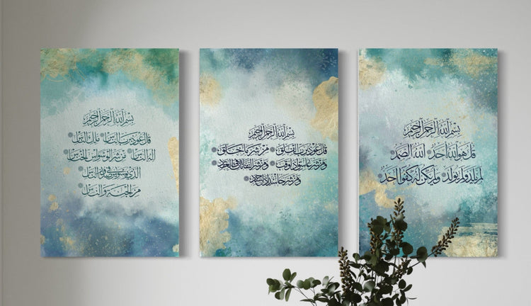 3 Quls Islamic wall art canvas set